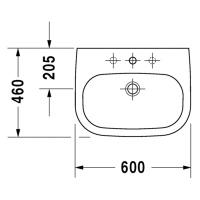 Duravit D-Code Раковина 60х46 см, 1 отв., с переливом, цвет: белый