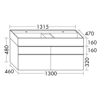 Burgbad Yumo Комплект подвесной мебели 131x47x64 см, цвет: белый