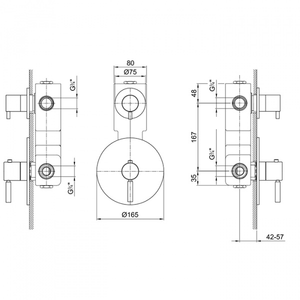 Fantini Внутренняя часть термостатического смесителя для душа, 1 источник, 3/4&quot