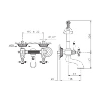 Nicolazzi Impero Смеситель для ванны с 2мя ручками, с переключателем ванна/душ, цвет: золото