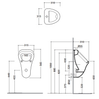 Globo Lavabi d'arr Писсуар настенный 31х31,5см,с крепежем, цвет: белый