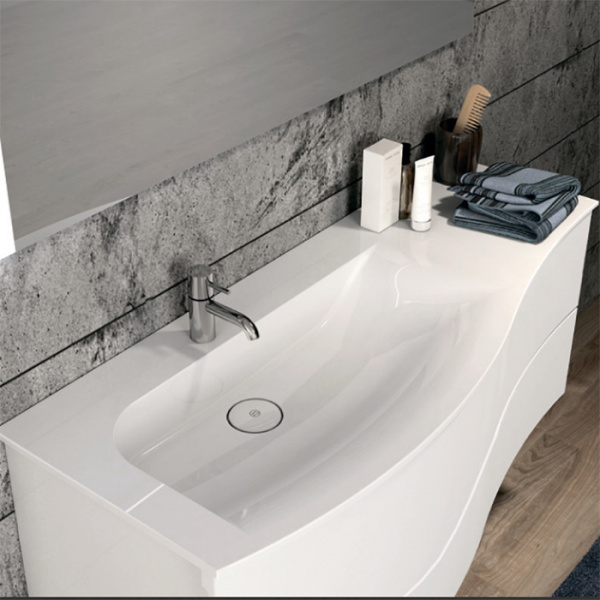 BurgBad Sinea 2.0 Тумба 1210х475 см. с 2 мя выдв. ящик,рак.из мин. литья с 1 отв. под см-ль, ручки G0165, левая версия, в компл сифон, цвет: белый гл.